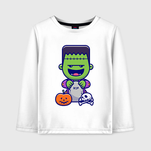 Детский лонгслив Забавный Франкенштейн / Белый – фото 1