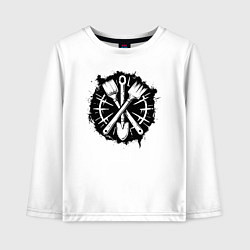 Лонгслив хлопковый детский Лопатка и кисточки, цвет: белый