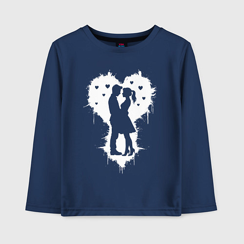 Детский лонгслив Объятия в сердце / Тёмно-синий – фото 1