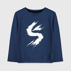 Лонгслив хлопковый детский S силуэт в стиле глитч, цвет: тёмно-синий