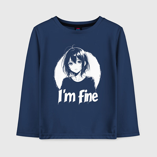 Детский лонгслив Я в порядке анимешница / Тёмно-синий – фото 1