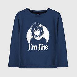 Лонгслив хлопковый детский Я в порядке анимешница, цвет: тёмно-синий
