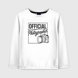 Лонгслив хлопковый детский Официальный фотограф, цвет: белый