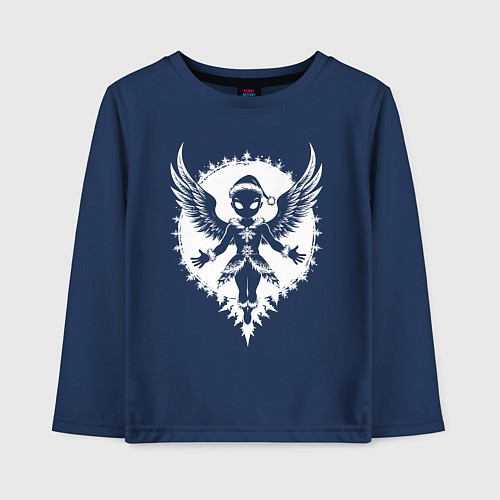 Детский лонгслив Рождественский иноплонетный ангел / Тёмно-синий – фото 1