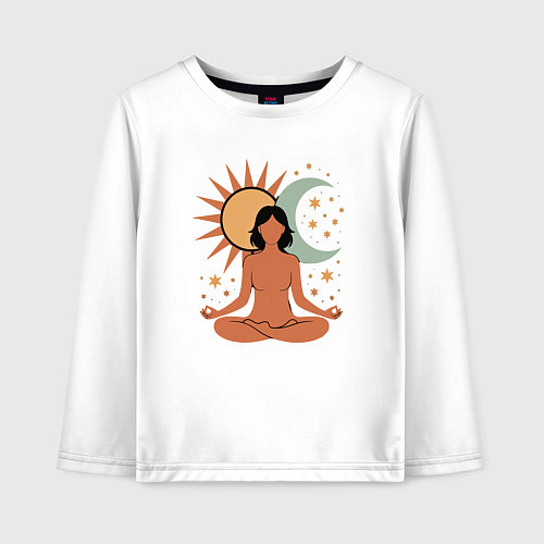 Детский лонгслив Yoga girl / Белый – фото 1