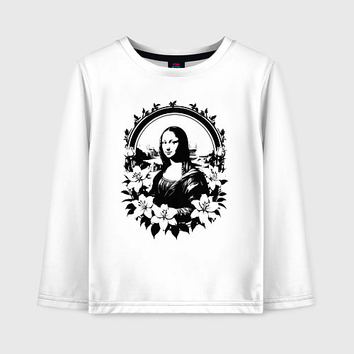 Детский лонгслив Мона Лиза и лилии / Белый – фото 1