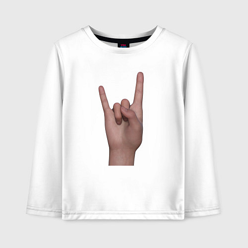 Детский лонгслив Жест коза правой рукой / Белый – фото 1