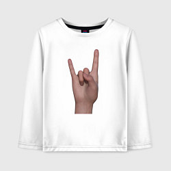 Лонгслив хлопковый детский Жест коза правой рукой, цвет: белый