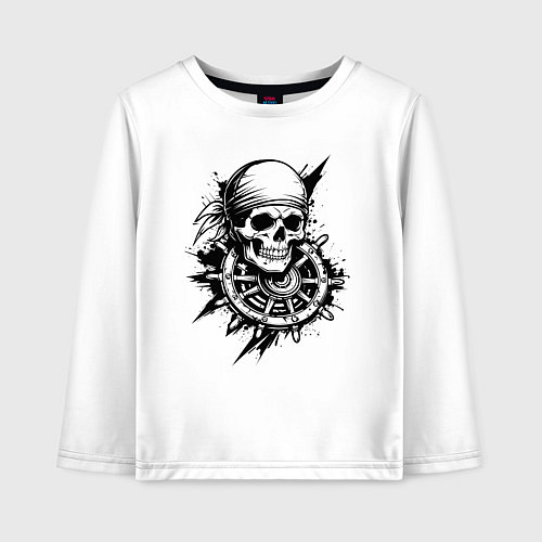 Детский лонгслив Пиратский штурвал / Белый – фото 1