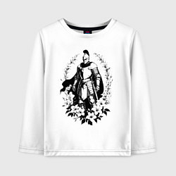 Лонгслив хлопковый детский Рыцарь в цветочном венце, цвет: белый