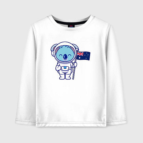Детский лонгслив Коала космонавт / Белый – фото 1