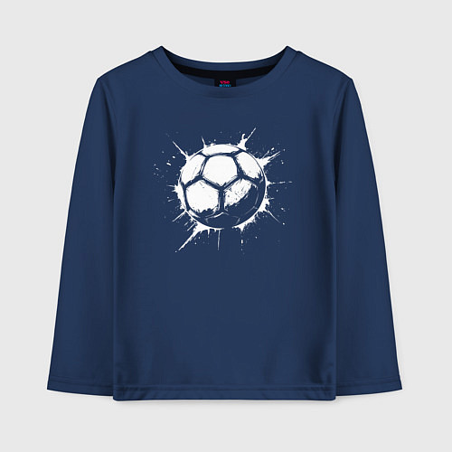 Детский лонгслив Футбольный мяч в белой краске / Тёмно-синий – фото 1
