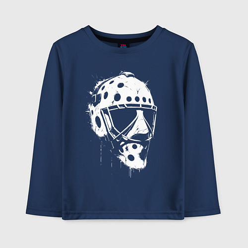 Детский лонгслив Белая хоккейная маска / Тёмно-синий – фото 1