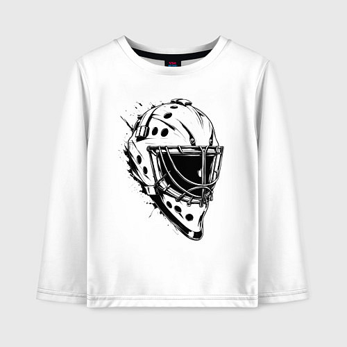 Детский лонгслив Черная вратарская маска / Белый – фото 1