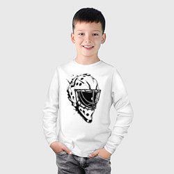 Лонгслив хлопковый детский Черная вратарская маска, цвет: белый — фото 2