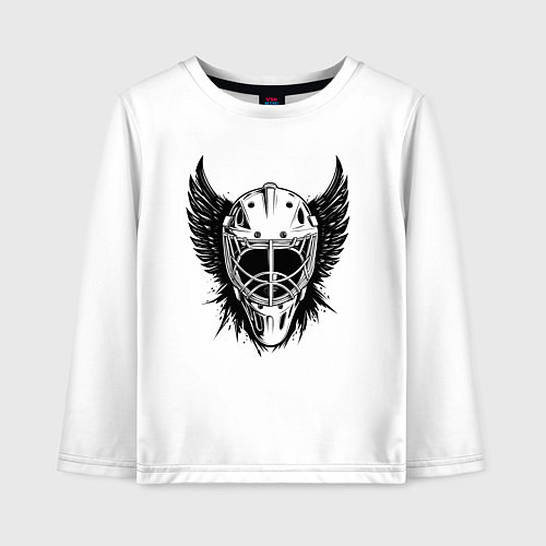 Детский лонгслив Крылатая хоккейная маска / Белый – фото 1