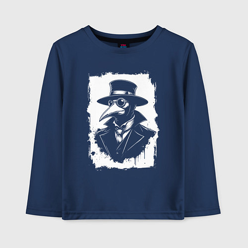 Детский лонгслив Чумной доктор в шляпе / Тёмно-синий – фото 1