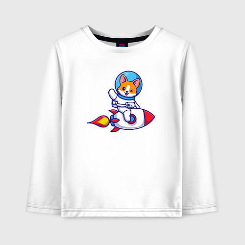 Детский лонгслив Собачка на ракете / Белый – фото 1