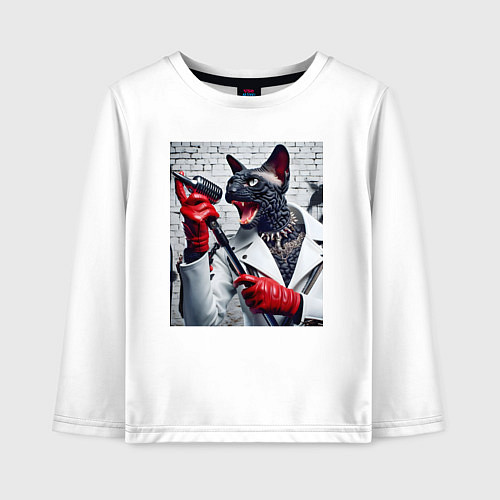 Детский лонгслив Рэпер Корниш-рекс - музыкальная фантазия / Белый – фото 1