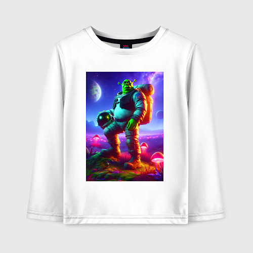 Детский лонгслив Космонавт Шрек на похожей планете / Белый – фото 1