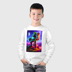 Лонгслив хлопковый детский Космонавт Шрек на похожей планете, цвет: белый — фото 2