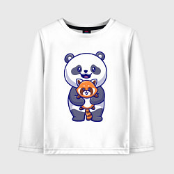 Лонгслив хлопковый детский Две панды, цвет: белый