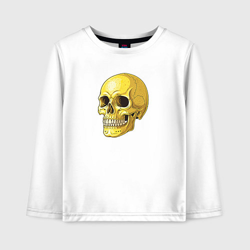Детский лонгслив Желтый череп / Белый – фото 1