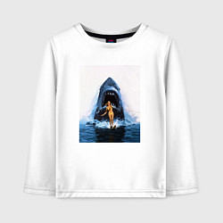 Лонгслив хлопковый детский Челюсти, цвет: белый