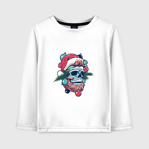 Детский лонгслив Череп санты / Белый – фото 1