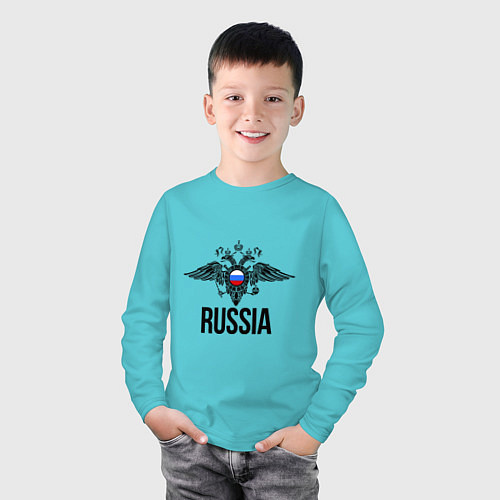 Детский лонгслив Russia / Бирюзовый – фото 3
