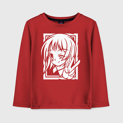 Детский лонгслив Аниме позитив / Красный – фото 1