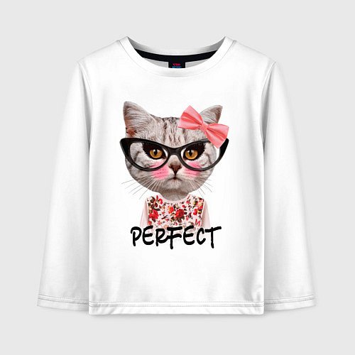 Детский лонгслив Perfect Kitty / Белый – фото 1