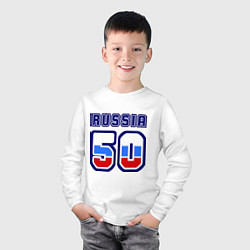Лонгслив хлопковый детский Russia - 50 Московская область, цвет: белый — фото 2