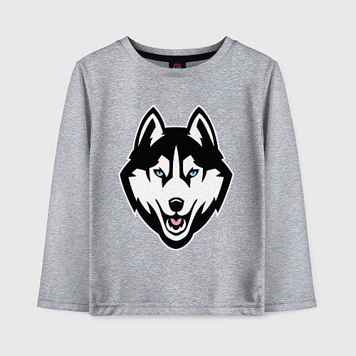 Детский лонгслив Довольная хаски / Меланж – фото 1