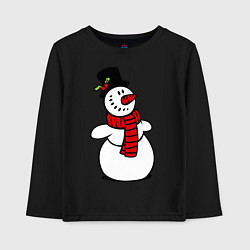 Лонгслив хлопковый детский Весёлый снеговик, цвет: черный