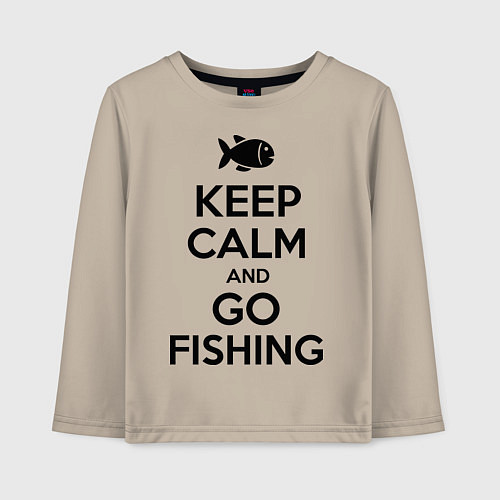 Детский лонгслив Keep Calm & Go fishing / Миндальный – фото 1