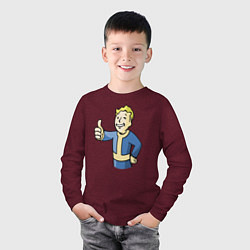 Лонгслив хлопковый детский Fallout vault boy, цвет: меланж-бордовый — фото 2