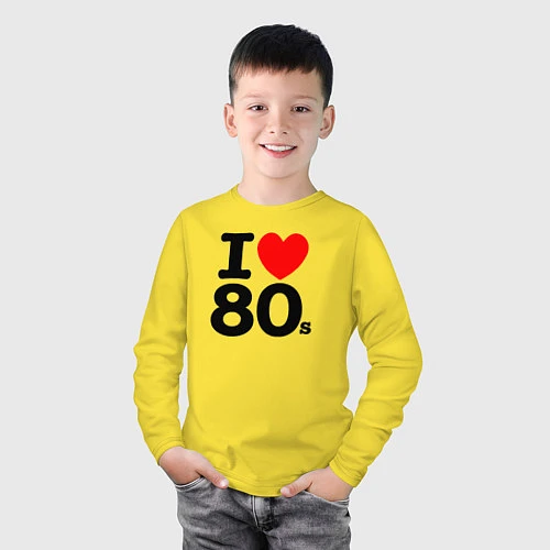 Детский лонгслив I Love 80s / Желтый – фото 3