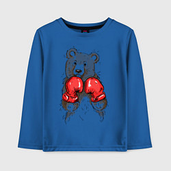 Лонгслив хлопковый детский Bear Boxing, цвет: синий