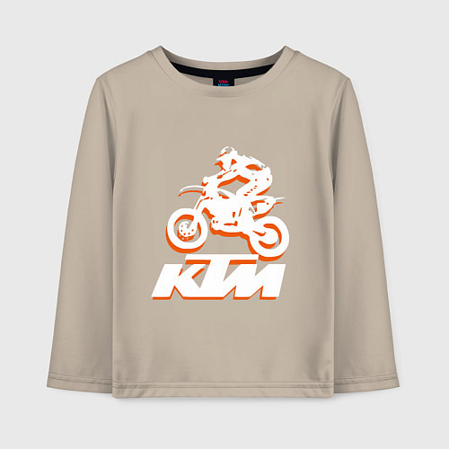 Детский лонгслив KTM белый / Миндальный – фото 1