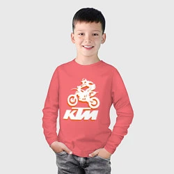 Лонгслив хлопковый детский KTM белый, цвет: коралловый — фото 2