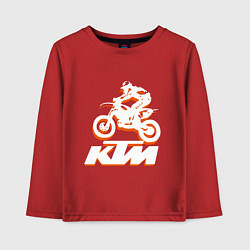 Лонгслив хлопковый детский KTM белый, цвет: красный
