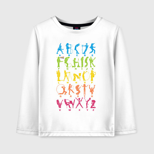 Детский лонгслив Алфавит рока / Белый – фото 1