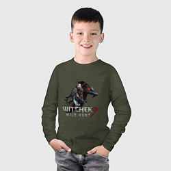Лонгслив хлопковый детский The Witcher 3, цвет: меланж-хаки — фото 2
