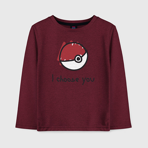 Детский лонгслив I choose you / Меланж-бордовый – фото 1