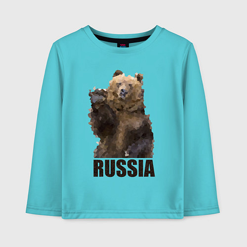 Детский лонгслив Russia: Poly Bear / Бирюзовый – фото 1