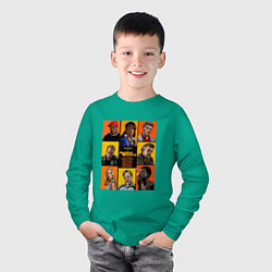 Лонгслив хлопковый детский Jackie Brown, цвет: зеленый — фото 2
