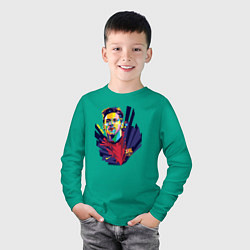 Лонгслив хлопковый детский Messi Art, цвет: зеленый — фото 2