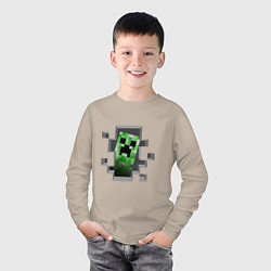 Лонгслив хлопковый детский Creeper Inside, цвет: миндальный — фото 2