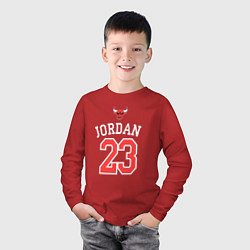 Лонгслив хлопковый детский Jordan 23, цвет: красный — фото 2